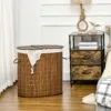 Wäschekorb mit 2 Fächern aus Rattan