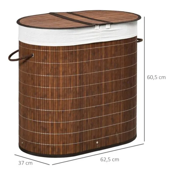 Wäschekorb mit 2 Fächern aus Rattan