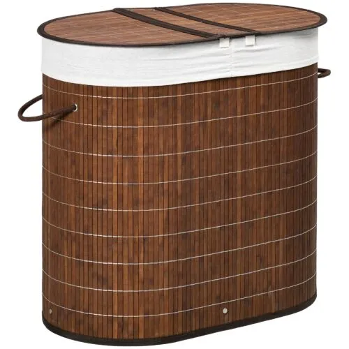 Wäschekorb mit 2 Fächern aus Rattan Wäschekorb mit 2 Fächern aus Rattan
