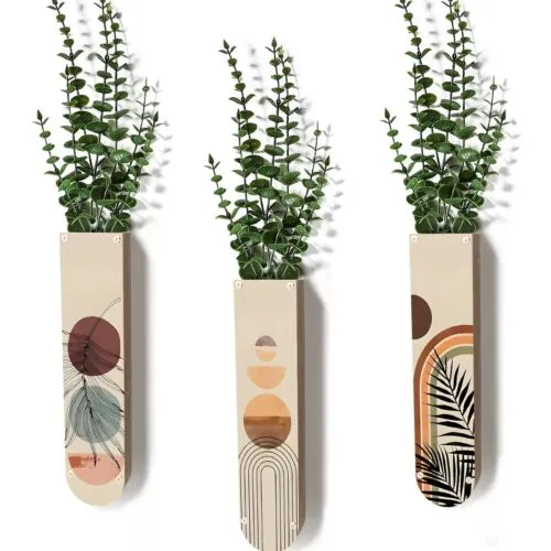 Wandampel-Set aus Holz mit abstraktem Muster Wandampel-Set aus Holz mit abstraktem Muster