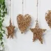 Wanddeko aus Rattan Herz Stern und Kreis