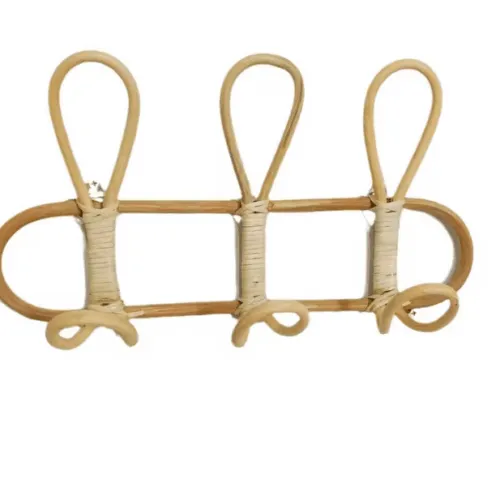 Wandhaken aus Rattan, 3 Haken, Vintage-Look Wandhaken aus Rattan, 3 Haken, Vintage-Look
