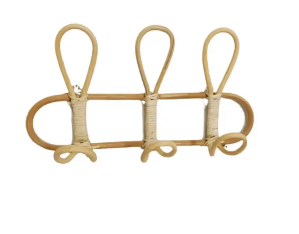 Wandhaken aus Rattan, 3 Haken, Vintage-Look Wandhaken aus Rattan, 3 Haken, Vintage-Look