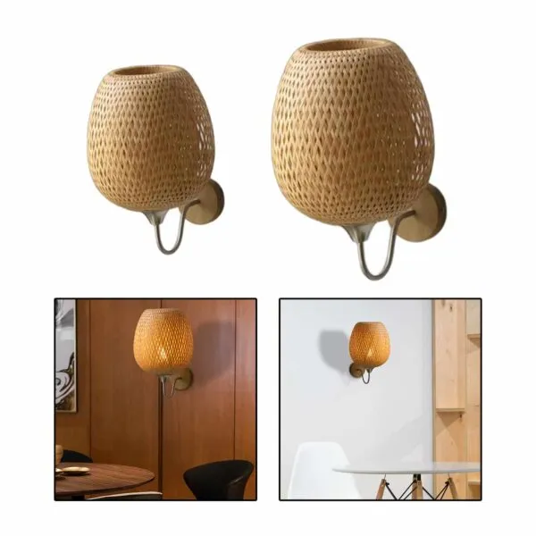 Wandlampe aus Rattan im Boho-Stil 2 Wandlampe aus Rattan im Boho-Stil 2