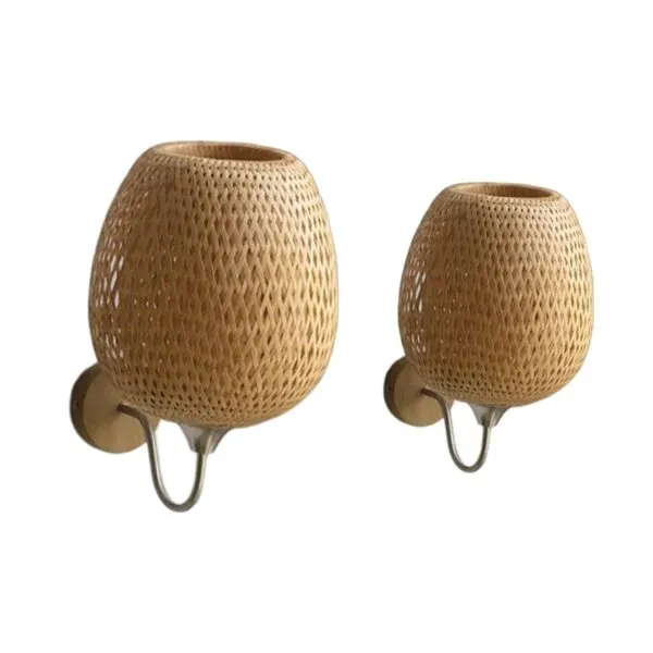 Wandlampe aus Rattan im Boho-Stil 2 Wandlampe aus Rattan im Boho-Stil 2