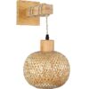 Wandlampe aus Rattan im Retro-Stil