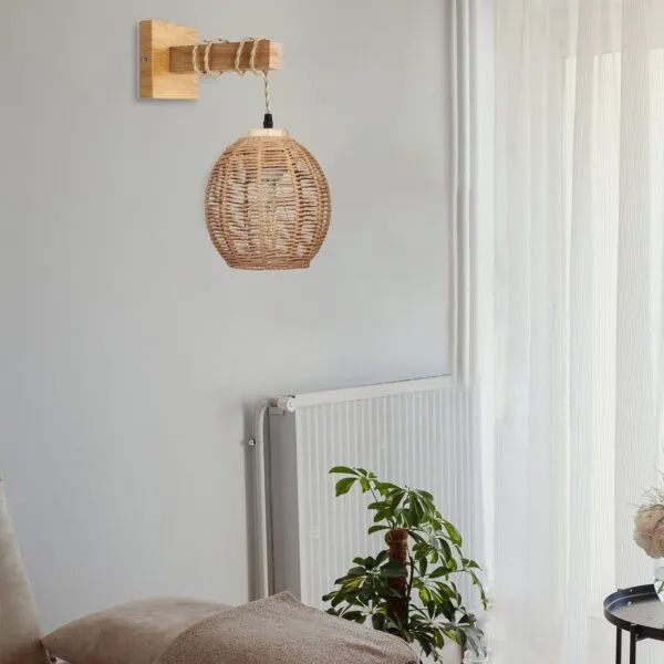 Wandlampe Rattan Kugel Hängend