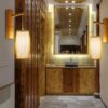 Wandleuchte aus Rattan, gewölbt