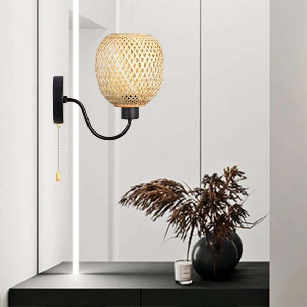 Wandleuchte aus Rattan im Retro-Stil mit Bambus und Eisen