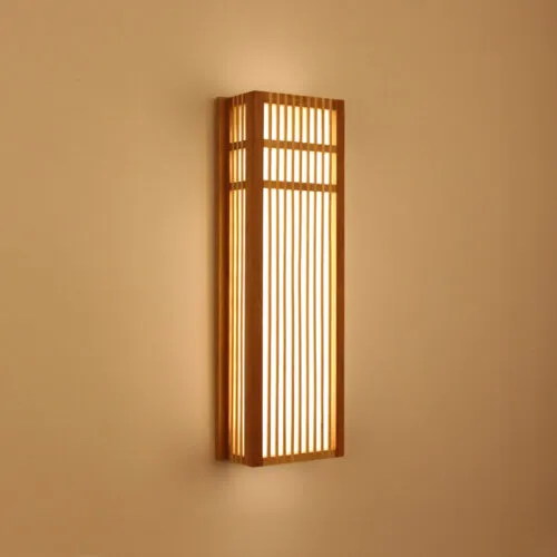 Wandleuchte aus Rattan rechteckig