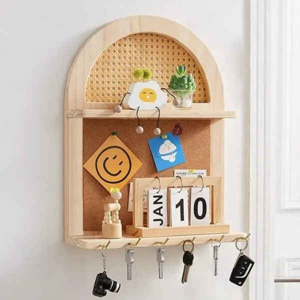 Wandregal aus Rattan mit Haken Wandregal aus Rattan mit Haken