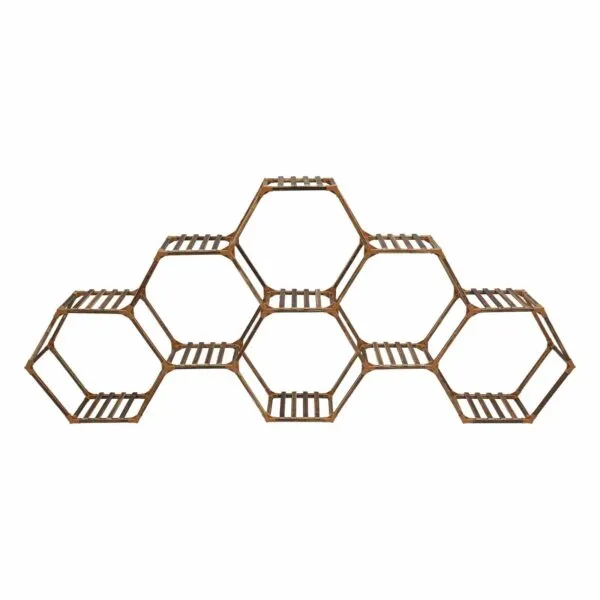 Wandregal im Waben-Design aus Holz Wandregal im Waben-Design aus Holz