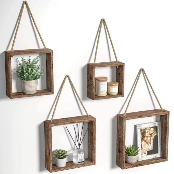 Wandregal-Set aus Holz, 4er-Set Wandregal-Set aus Holz, 4er-Set
