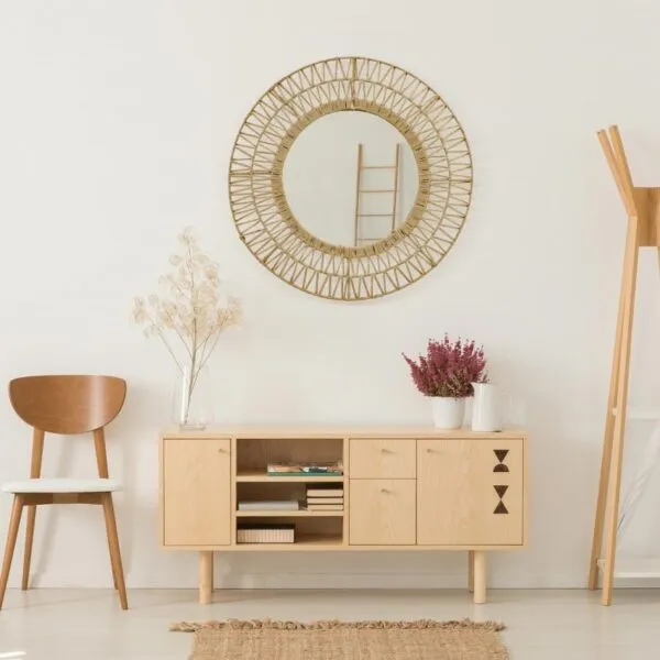 Wandspiegel aus Rattan, naturfarben Wandspiegel aus Rattan, naturfarben