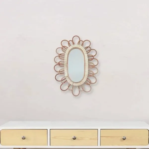 Wandspiegel aus Rattan oval Wandspiegel aus Rattan oval