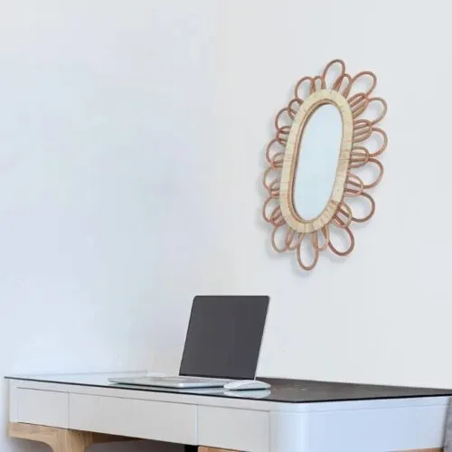 Wandspiegel aus Rattan oval Wandspiegel aus Rattan oval