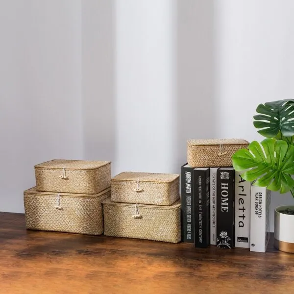 Weißer Rattan-Korb in 5 Größen Weißer Rattan-Korb in 5 Größen