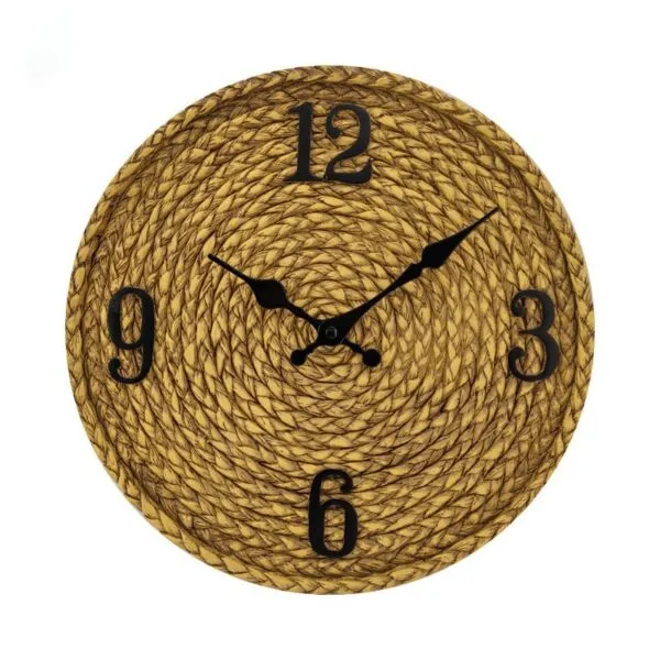 Wetterfeste Wanduhr im Rattan-Look