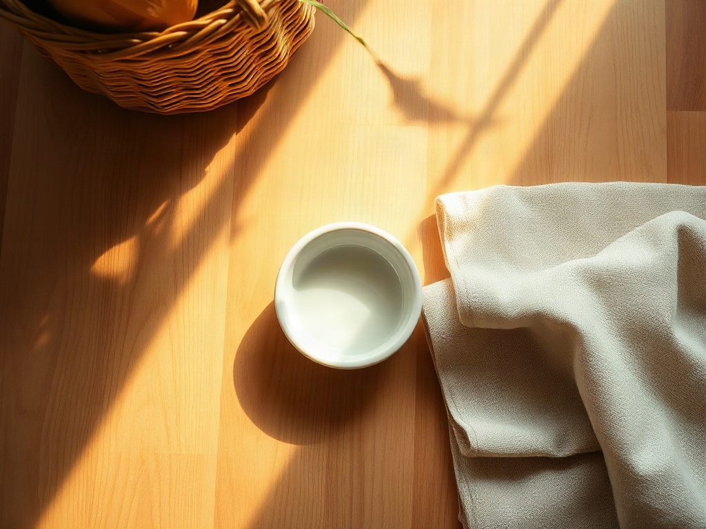 Wasserschale neben Rattan-Korb, Pflegeroutine bei Trockenheit
